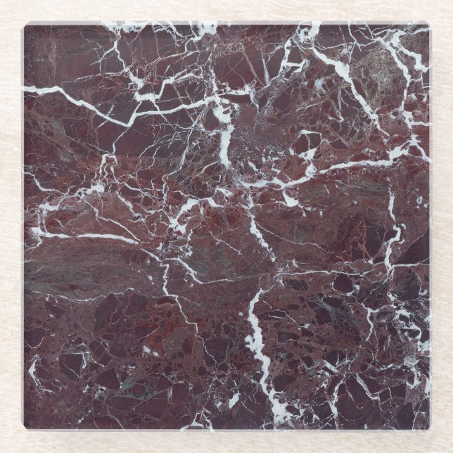 Burgundy marble glass coaster (Front)
