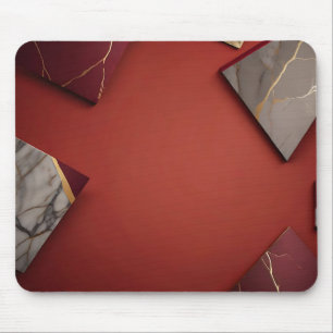 Burgundy Marble with Gold Mouse Mat