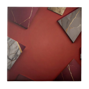 Burgundy Marble with Gold Tile