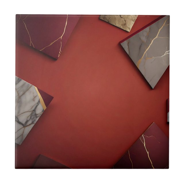 Burgundy Marble with Gold Tile (Front)