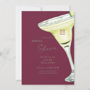 Burgundy Margarita Bridal Shower Invitation