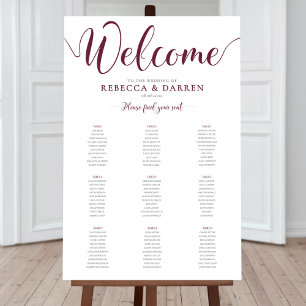 Burgundy Maroon Deep Red Seating Chart 9 tables