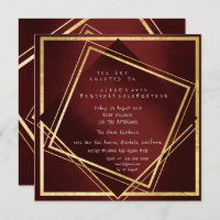 Burgundy Maroon Geometry Golden Square Birthday