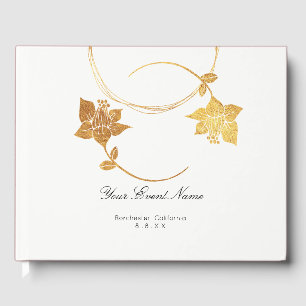 Burgundy Maroon Gold Floral Wedding White Guest Book