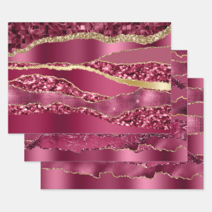 Burgundy maroon gold foil glitter classy chic wrapping paper sheet