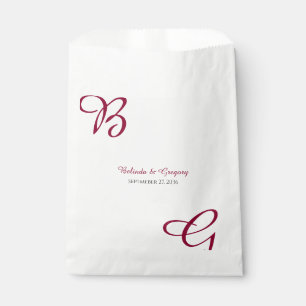 Burgundy Maroon Initials Autumn Fall Wedding Favour Bags