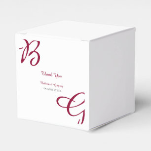 Burgundy Maroon Initials Autumn Fall Wedding  Favour Box