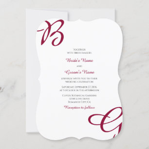 Burgundy Maroon Initials Autumn Fall Wedding Invitation