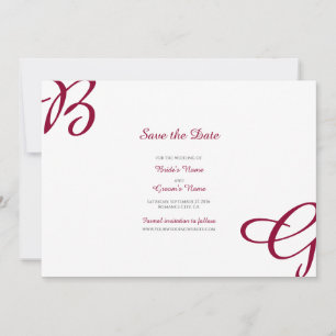 Burgundy Maroon Initials Autumn Fall Wedding Save The Date
