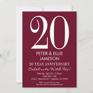 Burgundy Maroon Modern Anniversary Invitations