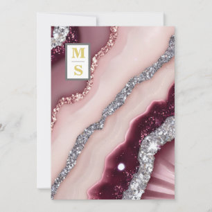 *~ Burgundy Maroon QR Agate AR66 RSVP Wedding Invitation