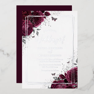 Burgundy Maroon & Silver Floral Wedding