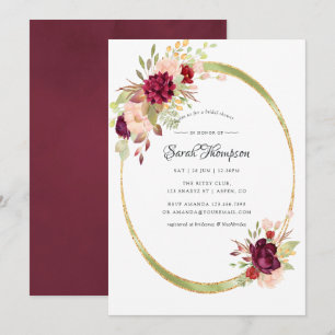 Burgundy-Marsala and Blush Geometric Bridal Shower Invitation