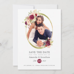 Burgundy-Marsala and Blush Photo Wedding Save The Date