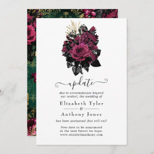 Burgundy - Marsala and Gold Floral Wedding Update Invitation