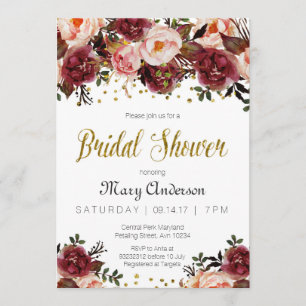 Burgundy Marsala Autumn Bridal Shower Invitation
