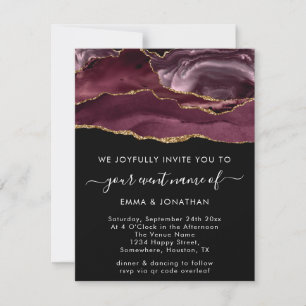 Burgundy Marsala Black Gold Border Glitter Marble