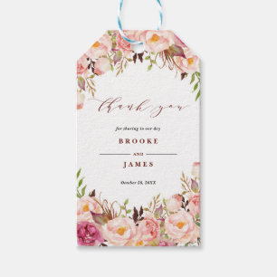 Burgundy Marsala Blush Boho Wedding Thank You Tag