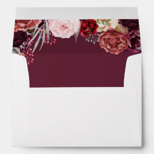 Burgundy Marsala Blush Peony Wedding Envelopes