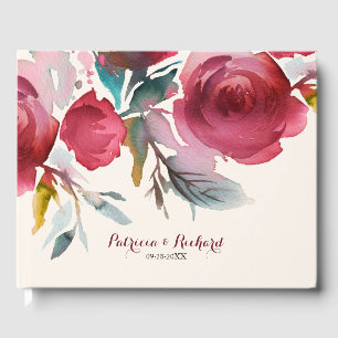 Burgundy Marsala Boho Floral Romantic Wedding Guest Book