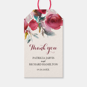 Burgundy Marsala Boho Wedding  Favour Thank You Gift Tags
