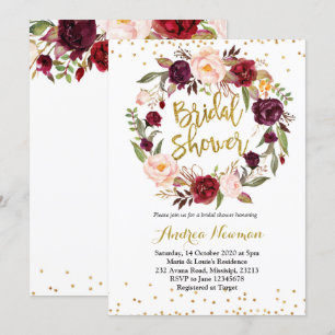 burgundy marsala bridal shower invitation
