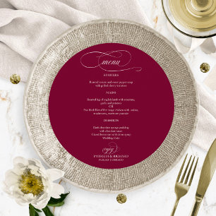 Burgundy Marsala Elegant Round Wedding Menu
