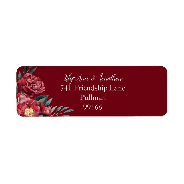 Burgundy Marsala Floral Address (Front)