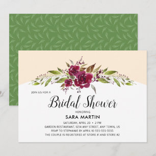 Burgundy Marsala Floral and Greenery   Bridal Show Invitation