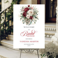 Burgundy Marsala Floral Bridal Shower Welcome