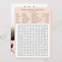 Burgundy Marsala Floral Bridal Shower Word Search