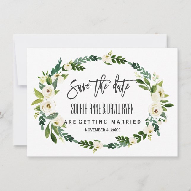 Burgundy Marsala Floral Handwriting Save The Date (Front)