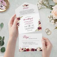 Burgundy Marsala Floral Wedding Details RSVP