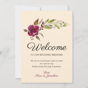 Burgundy Marsala Floral   Wedding Welcome