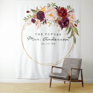Burgundy Marsala Future Mrs Bridal Shower Backdrop Tapestry