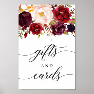Burgundy Marsala Gifts and Cards Sign