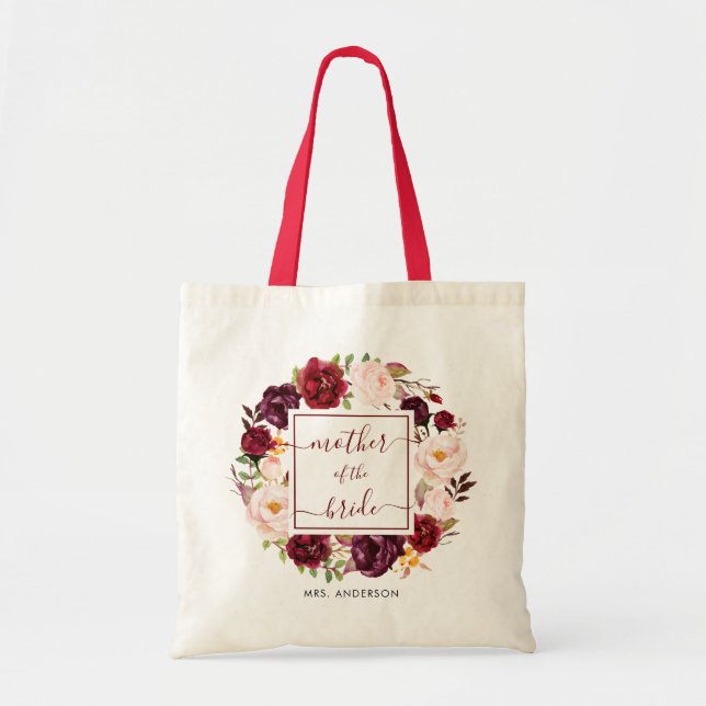 Burgundy Marsala Mother of the Bride Tote Bag (Front)