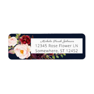 Burgundy Marsala Pink Floral Wedding Navy Address