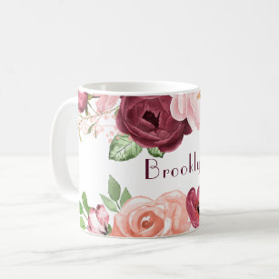 Burgundy/Marsala & Pink Peony Bouquet Coffee Mug