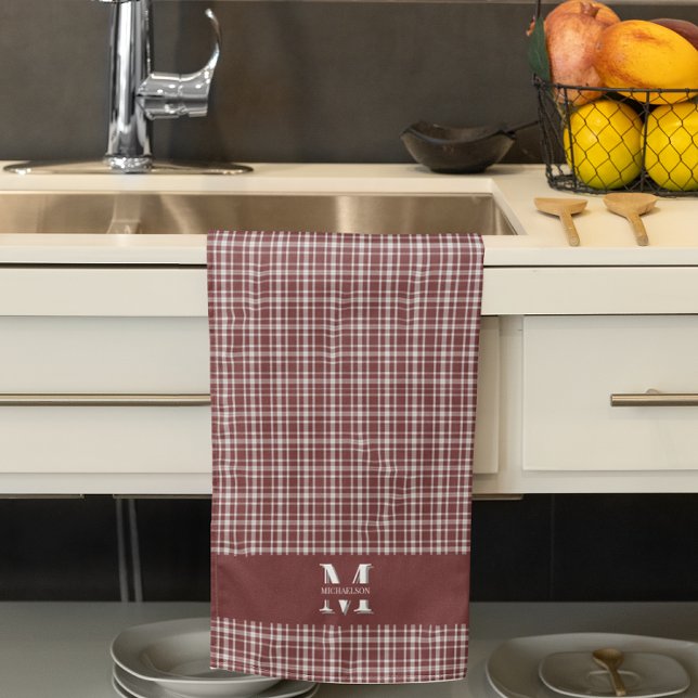 Burgundy Marsala Plaid Tea Towel (Creator Uploaded)
