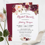 Burgundy Marsala Red Floral Autumn Bridal Shower Invitation<br><div class="desc">*** See Matching Items: https://zazzle.com/collections/119552305648576390 *** ||| Celebrate the bride-to-be with this "Burgundy Marsala Red Floral Autumn Bridal Shower Invitation" that match her style. You can easily personalize this template to be uniquely yours! For further customization, please click the "customize further" link and use our design tool to modify this...</div>