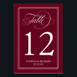Burgundy Marsala Simple Elegant Wedding Table Number<br><div class="desc">A simple chic calligraphy table number cards. I do offer a free customisation service, if you have any questions or special requests, please feel free to contact me at margherita@bluebirdinvites.com ____________________________________________________________ NOTE: You need to change the table number on each card yourself one at time. After you've create one number...</div>