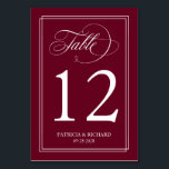 Burgundy Marsala Simple Elegant Wedding Table Number<br><div class="desc">A simple chic calligraphy table number cards. I do offer a free customisation service, if you have any questions or special requests, please feel free to contact me at margherita@bluebirdinvites.com ____________________________________________________________ NOTE: You need to change the table number on each card yourself one at time. After you've create one number...</div>