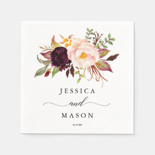 Burgundy Marsala Wedding Napkin Cocktail Napkin