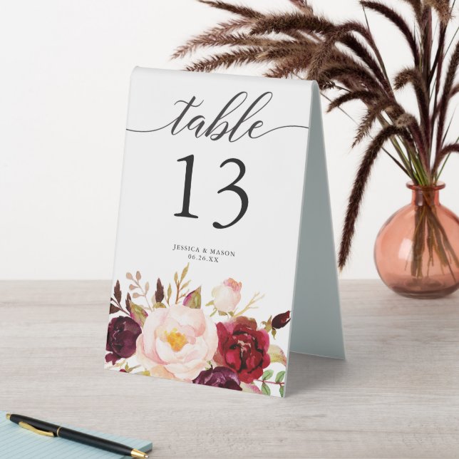Burgundy Marsala Wedding Table Numbers Table (In SItu (Table))