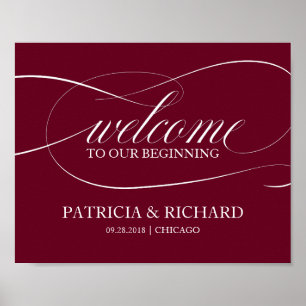 Burgundy Marsala Welcome To Our Beginning Poster