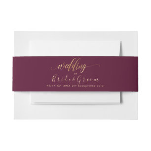 Burgundy, Masala Red DIY Colour, Wedding Invitation Belly Band