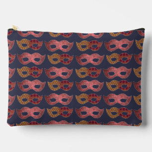 Burgundy Masquerade Masks Pattern Accessory Pouch