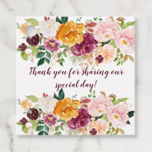 Burgundy Mauve Blush Saffron Rustic Floral Favour Tags