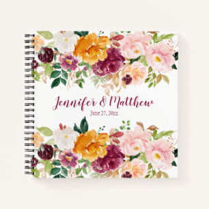 Burgundy, Mauve, Saffron, Pink Floral Guestbook Notebook